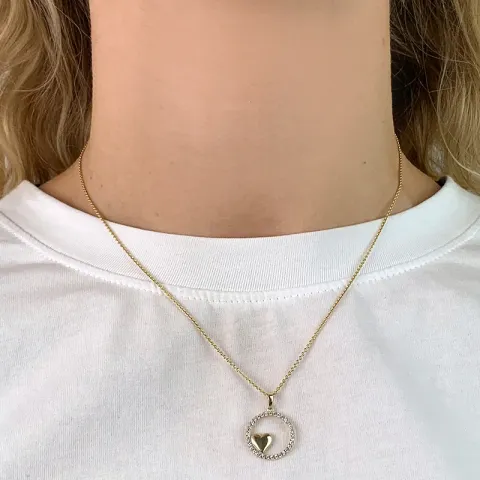 rund hjerte zirkon anheng i 8 karat