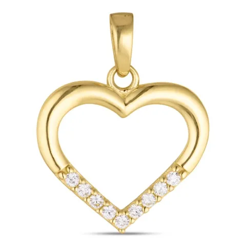 hjerte zirkon anheng i 8 karat