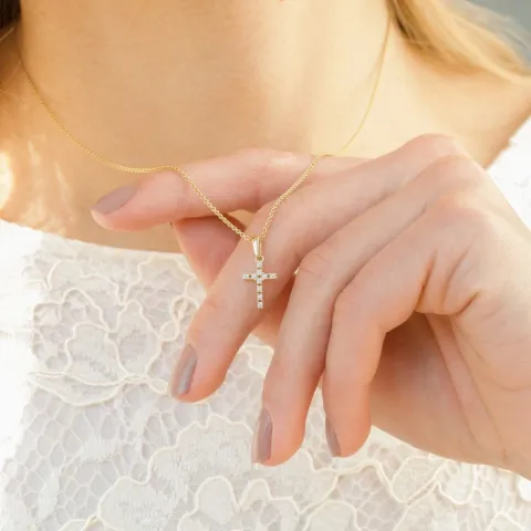 kors zirkon anheng i 8 karat - Amoré