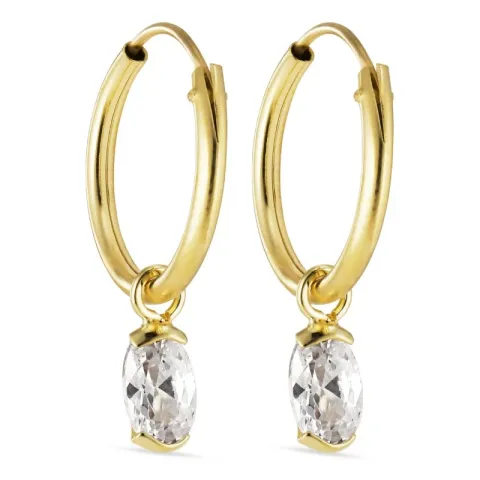 12 mm creol i 9 karat gull med zirkon - Gold Collection