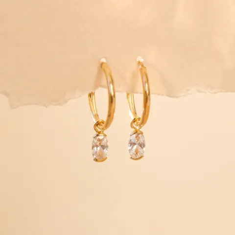 12 mm creol i 9 karat gull med zirkon - Gold Collection