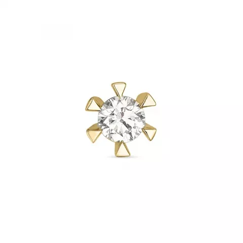 1 x 0,15 ct diamant solitaireørepynt i 14 karat gull med diamant 
