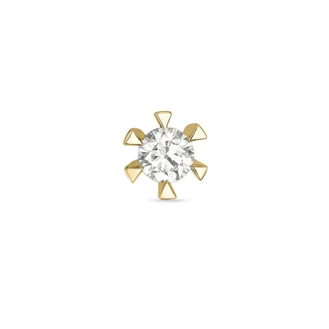 1 x 0,13 ct diamant solitaireørepynt i 14 karat gull med diamant 