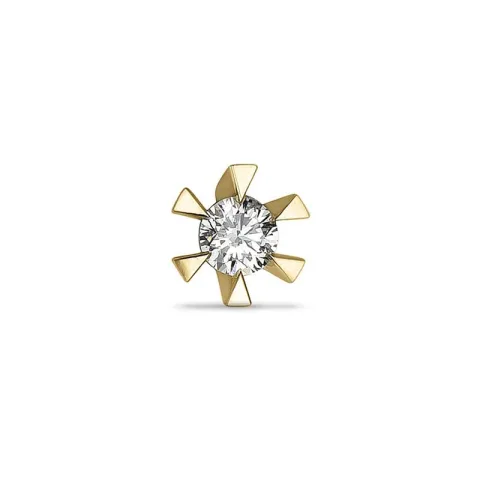 1 x 0,05 ct solitaireørepynt i 14 karat gull med diamant 