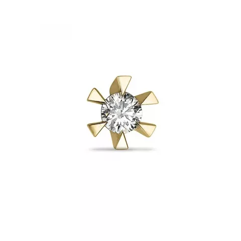 1 x 0,06 ct diamant solitaireørepynt i 14 karat gull med diamant 