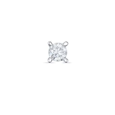 1 x 0,08 ct diamant solitaireørepynt i 14 karat hvitt gull med diamant 