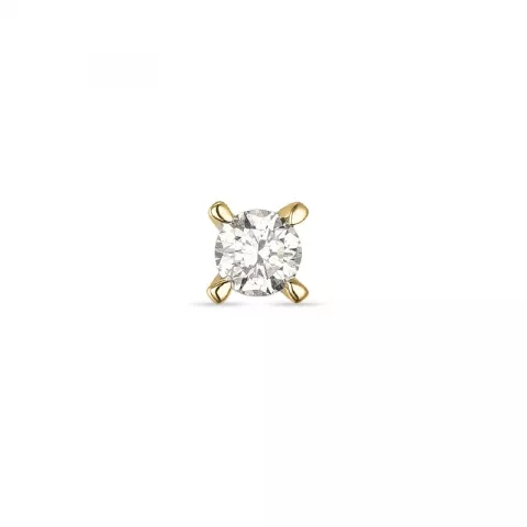 1 x 0,10 ct diamant solitaireørepynt i 14 karat gull med diamant 