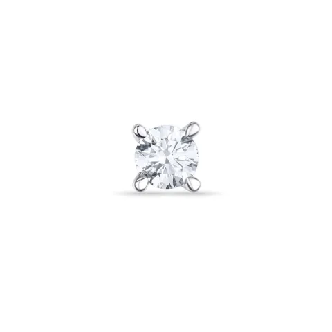 1 x 0,16 ct diamant solitaireørepynt i 14 karat hvitt gull med diamant 