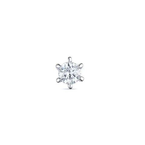 1 x 0,08 ct diamant solitaireørepynt i 14 karat hvitt gull med diamant 