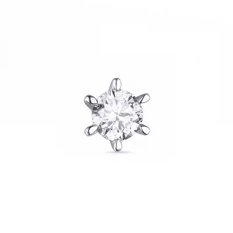 1 x 0,15 ct diamant solitaireørepynt i 14 karat hvitt gull med diamant 