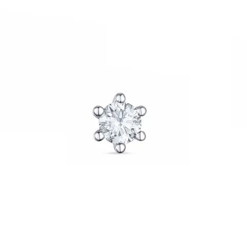 1 x 0,10 ct diamant solitaireørepynt i 14 karat hvitt gull med diamant