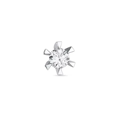 1 x 0,10 ct diamant solitaireørepynt i 14 karat hvitt gull med diamant 