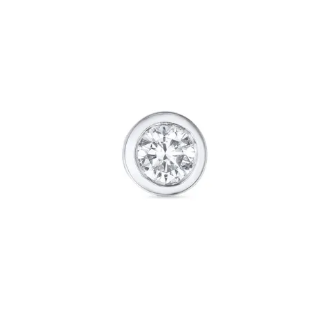 1 x 0,08 ct diamant solitaireørepynt i 14 karat hvitt gull med diamant