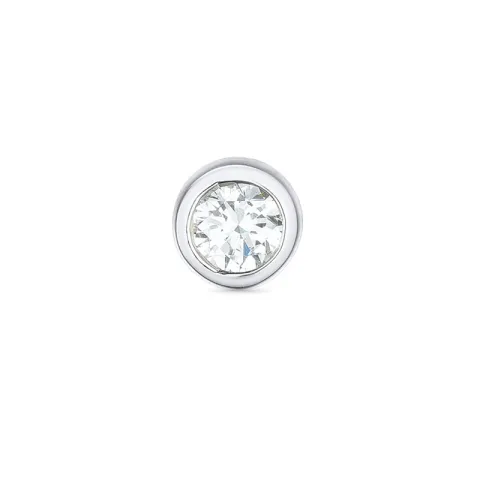 1 x 0,10 ct diamant solitaireørepynt i 14 karat hvitt gull med diamant