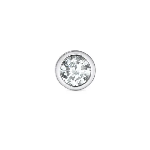 1 x 0,12 ct diamant solitaireørepynt i 14 karat hvitt gull med diamant