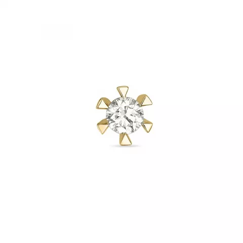 1 x 0,11 ct diamant solitaireørepynt i 14 karat gull med diamant 