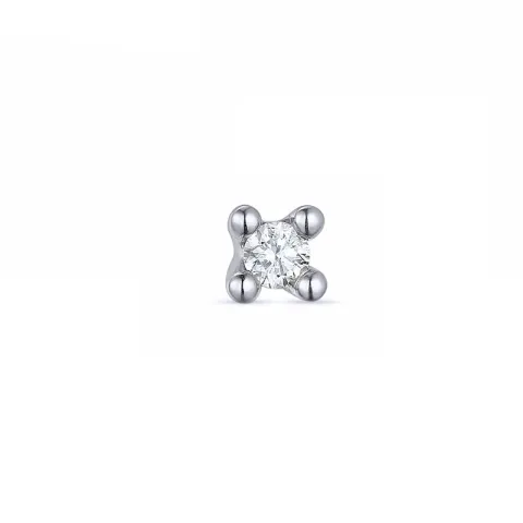 1 x 0,05 ct solitaireørepynt i 14 karat hvitt gull med diamant