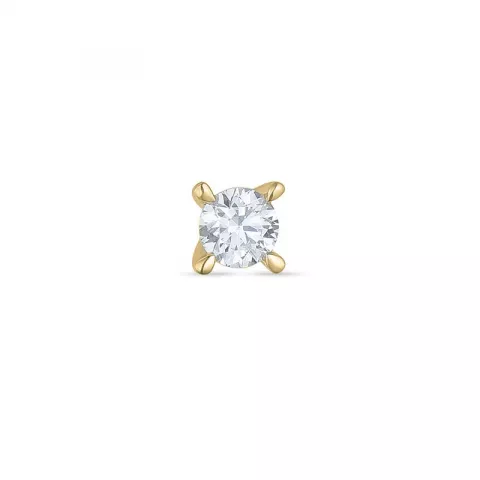 1 x 0,07 ct diamant solitaireørepynt i 14 karat gull med diamant 