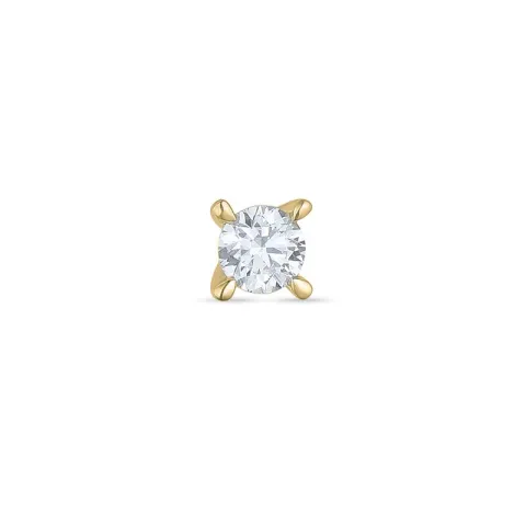 1 x 0,07 ct diamant solitaireørepynt i 14 karat gull med diamant 