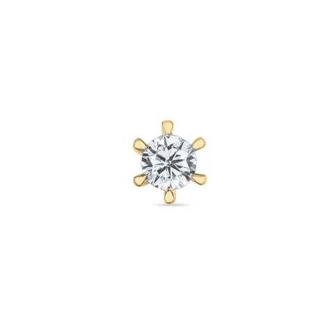 1 x 0,06 ct diamant solitaireørepynt i 14 karat gull med diamant 