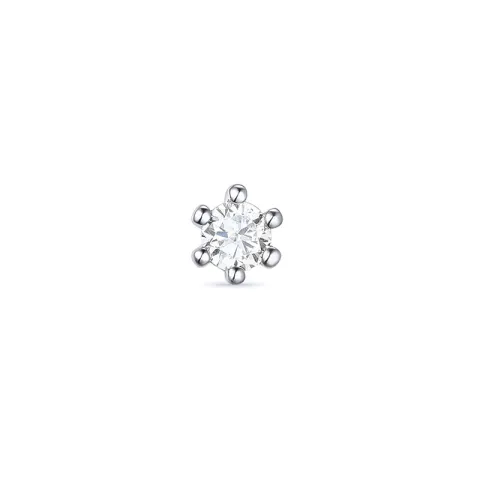1 x 0,04 ct solitaireørepynt i 14 karat hvitt gull med diamant