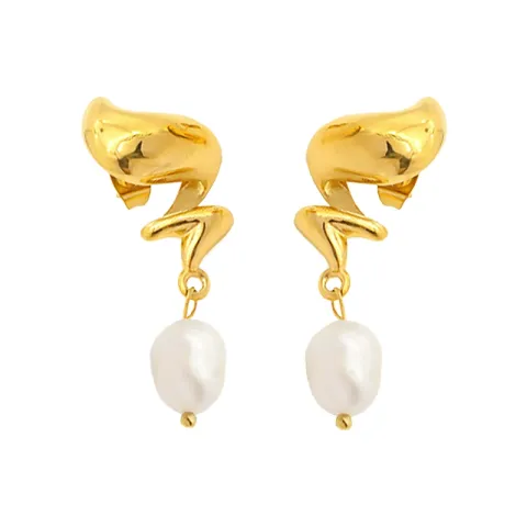 perle øredobber i forgylt stål - OCEANA