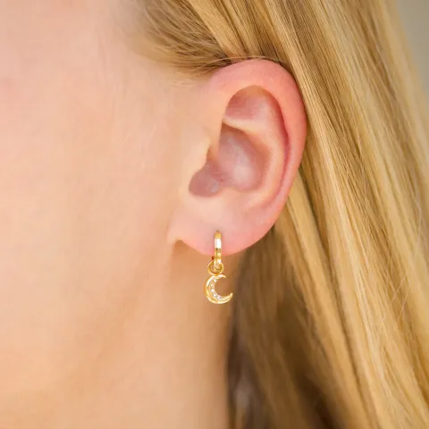 vanntette måne zirkon creol i forgylt stål - OCEANA