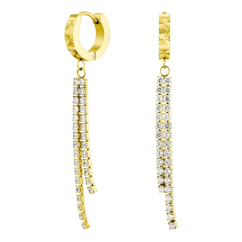 vanntette lange zirkon creol i forgylt stål - OCEANA