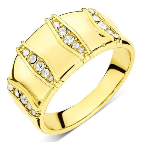 vanntett zirkon ring i forgylt stål - OCEANA