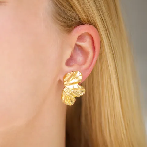 vanntette blomst øredobber i forgylt stål - OCEANA