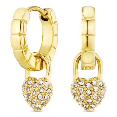 vanntette hjerte zirkon creol i forgylt stål - OCEANA