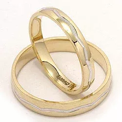 Tofarget glatt gifteringer i 14 karat gull og hvitt gull - par