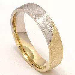 Ru Tofarget diamant giftering i 14 karat gull og hvitt gull 0,035 ct