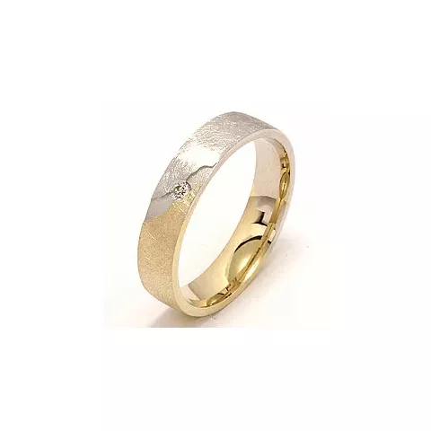 Ru Tofarget diamant giftering i 14 karat gull og hvitt gull 0,035 ct
