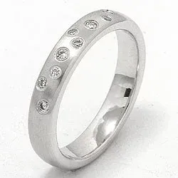 Matt stjernedryss giftering i 14 karat hvitt gull 0,126 ct