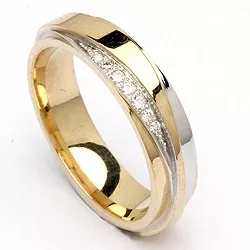 Tofarget briljant giftering i 14 karat gull og hvitt gull 0,063 ct