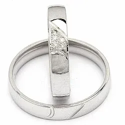 diamant gifteringer i 14 karat hvitt gull 0,040 ct - par