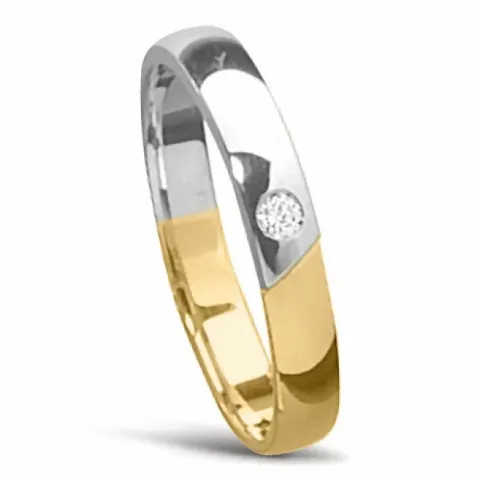 Tofarget Damering i 14 karat gull og hvitt gull 0,03 ct