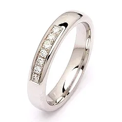 Giftering i 14 karat hvitt gull 0,116 ct