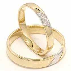 Tofarget gifteringer i 14 karat gull og hvitt gull 0,032 ct - par