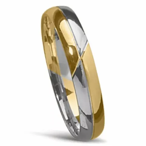 Tofarget bryllupsring i 14 karat gull og hvitt gull