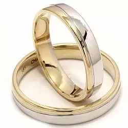 Tofarget gifteringer i 14 karat gull og hvitt gull - par