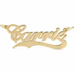 Navnehalskjede med anheng i forgylt sølv