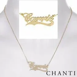 Navnehalskjede med anheng i forgylt sølv