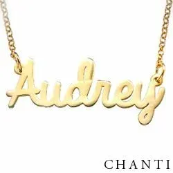 Navnehalskjede med anheng i forgylt sølv