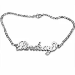 Navneankelkjede i sølv med 1 fasettslipt krystall