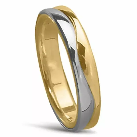 Tofarget blank giftering i 14 karat gull og hvitt gull