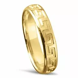 Ru og blank giftering i 14 karat gull