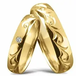 gifteringer i 14 karat gull 0,025 ct - par