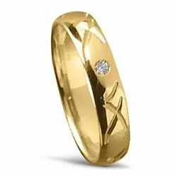 Damering i 14 karat gull 0,025 ct